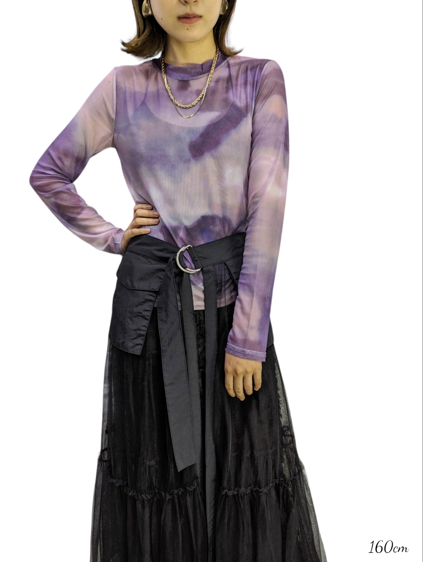 Tie-dye sheer top - purple