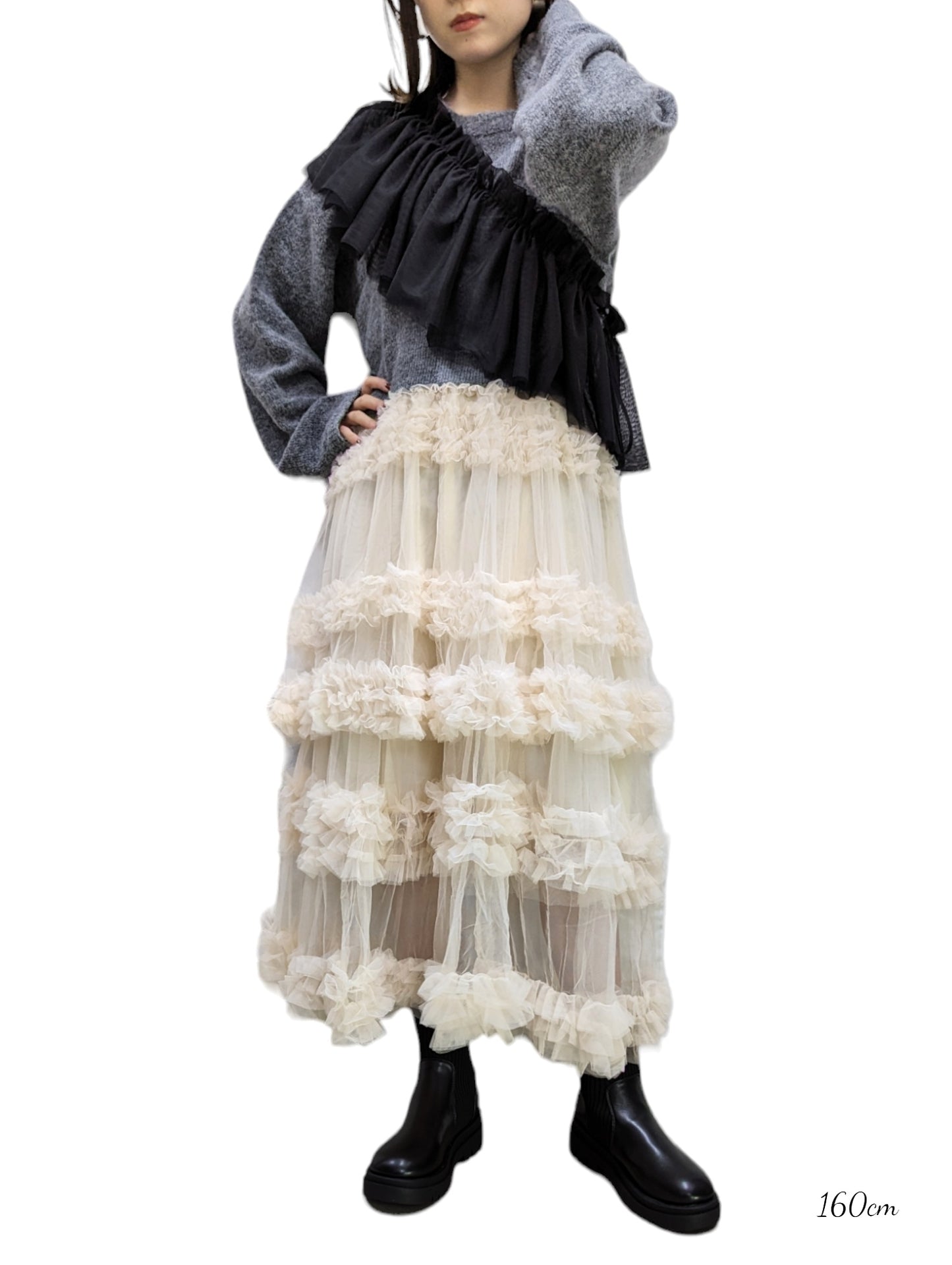 [3 colors] Tulle Frilled Layered Skirt