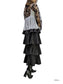 [2 colors] Pleated Frilled Tiered Skirt