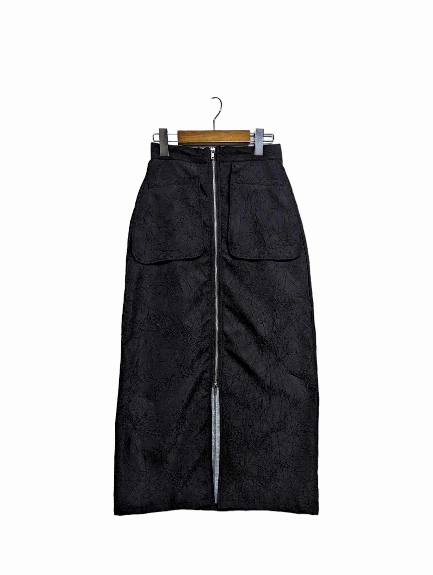 [2 colors] Front Pocket Washer Jacquard Double Zip Skirt