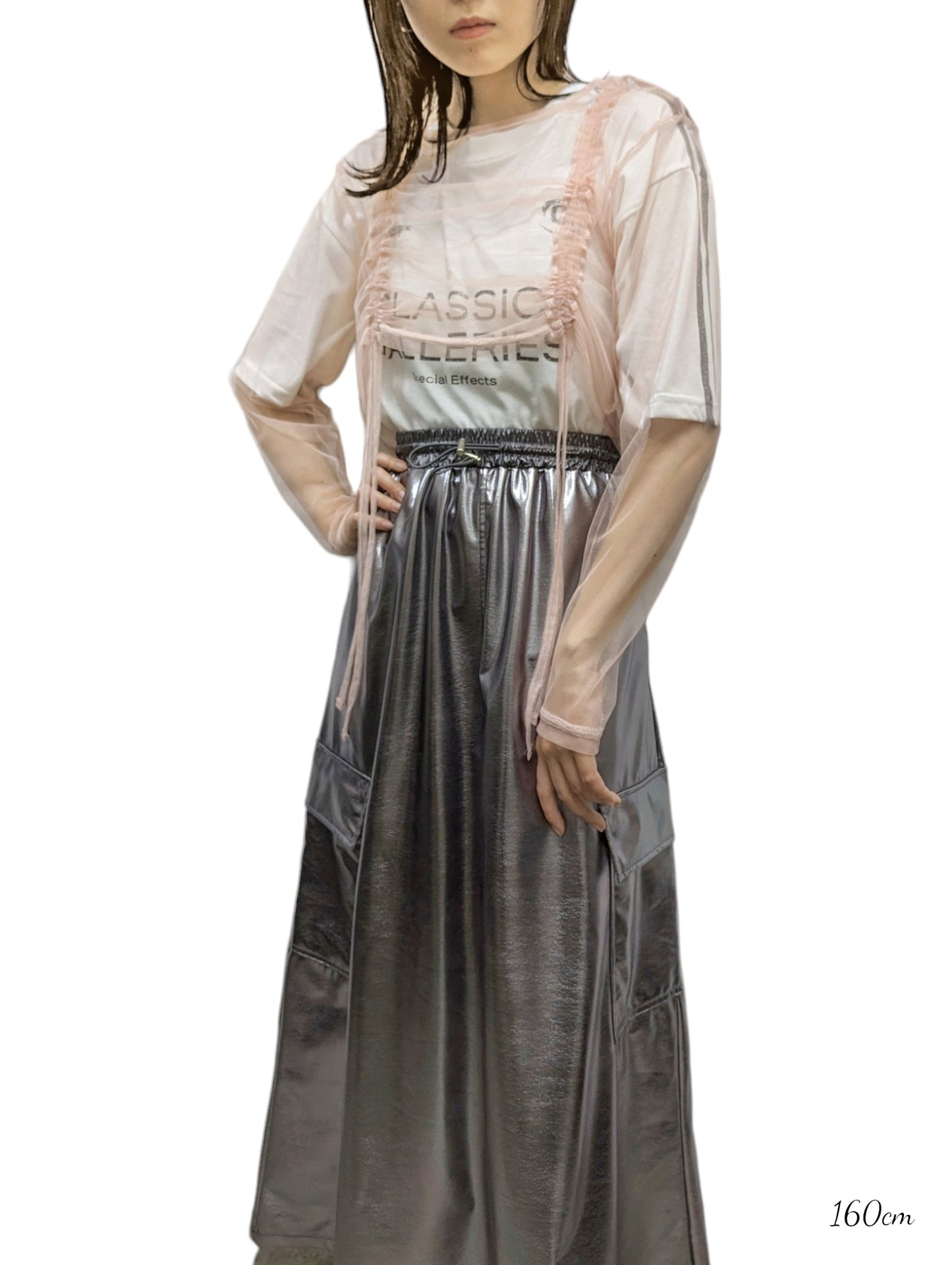 [2 colors] Metallic Cargo Skirt