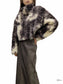 Nuanced Pattern Faux Fur Short Blouson