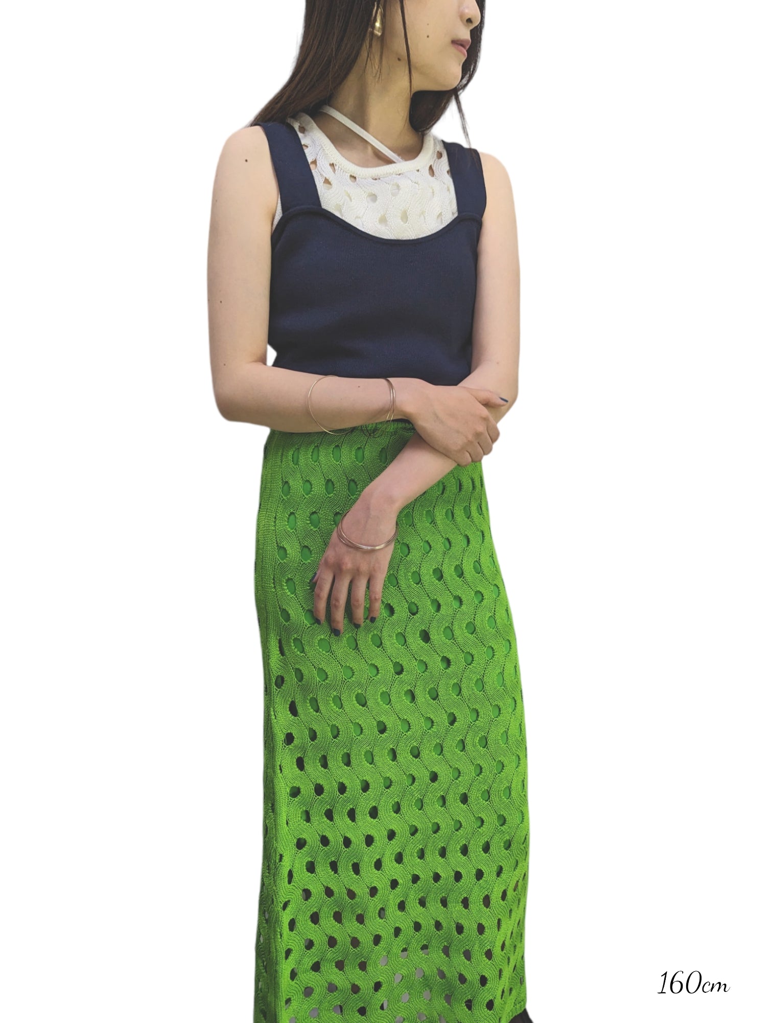 3 colors] Wave Pattern Mesh Knit Skirt – enstyle port