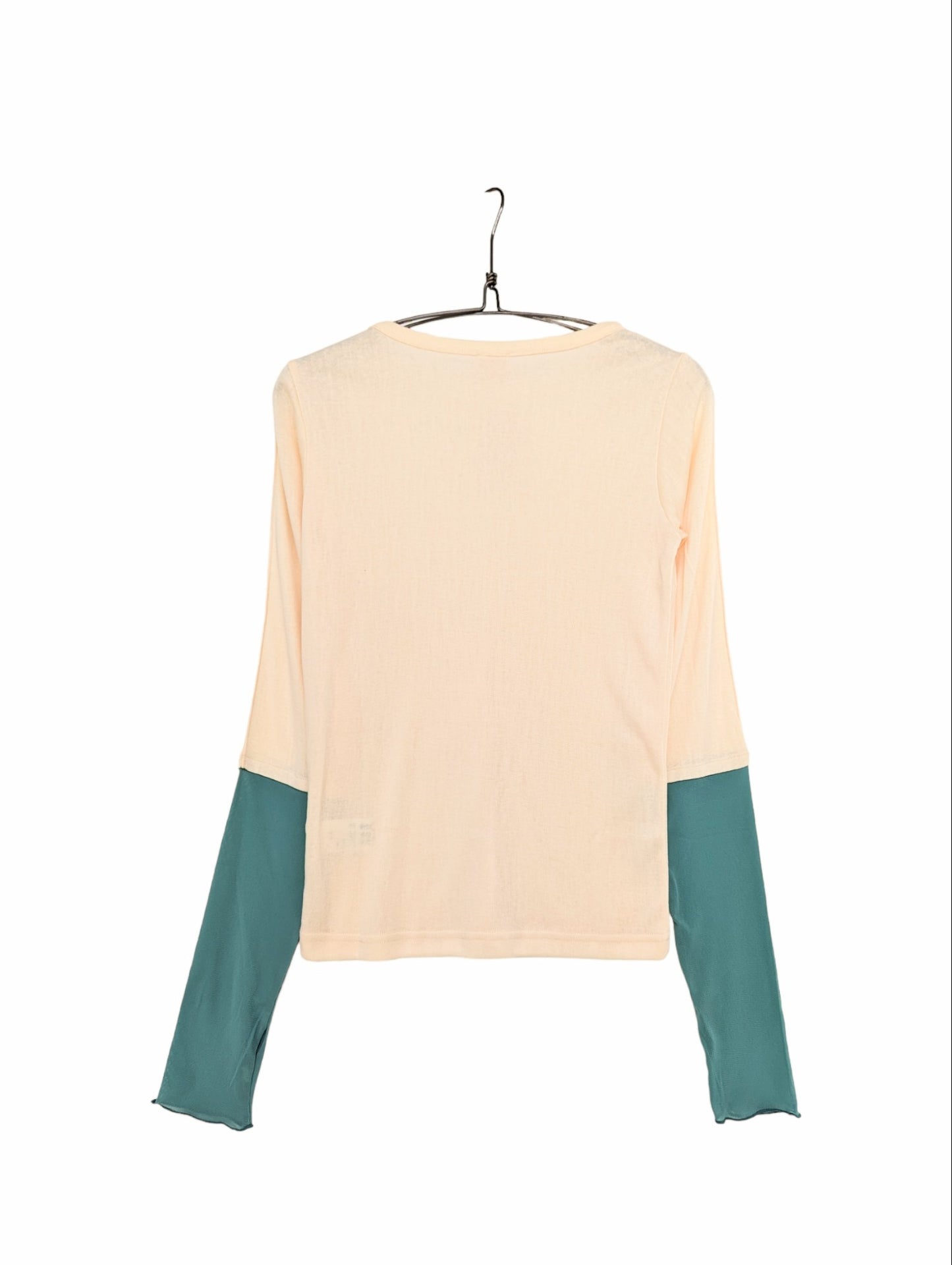 [3 colors] Fingerhole Cuff Sheer Switched Top