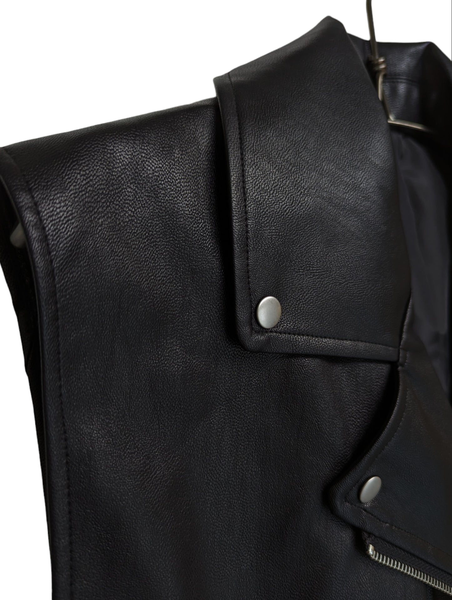 [2 colors] Faux Leather Rider's Gilet
