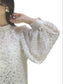 [2 colors] Sheer Fringe Voluminous Sleeve Top