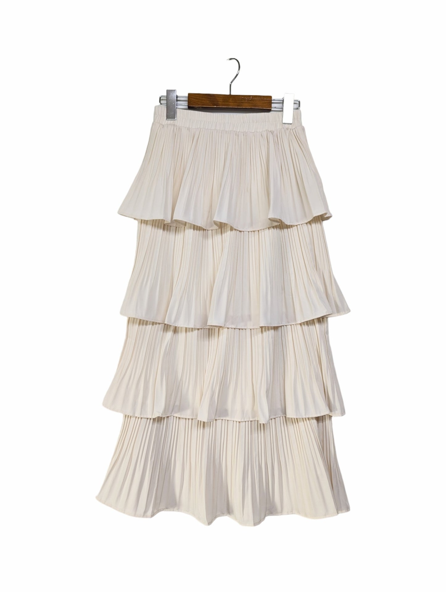 [2 colors] Pleated Frilled Tiered Skirt