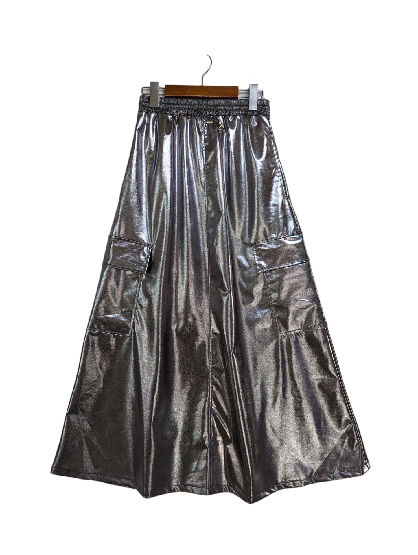 [2 colors] Metallic Cargo Skirt