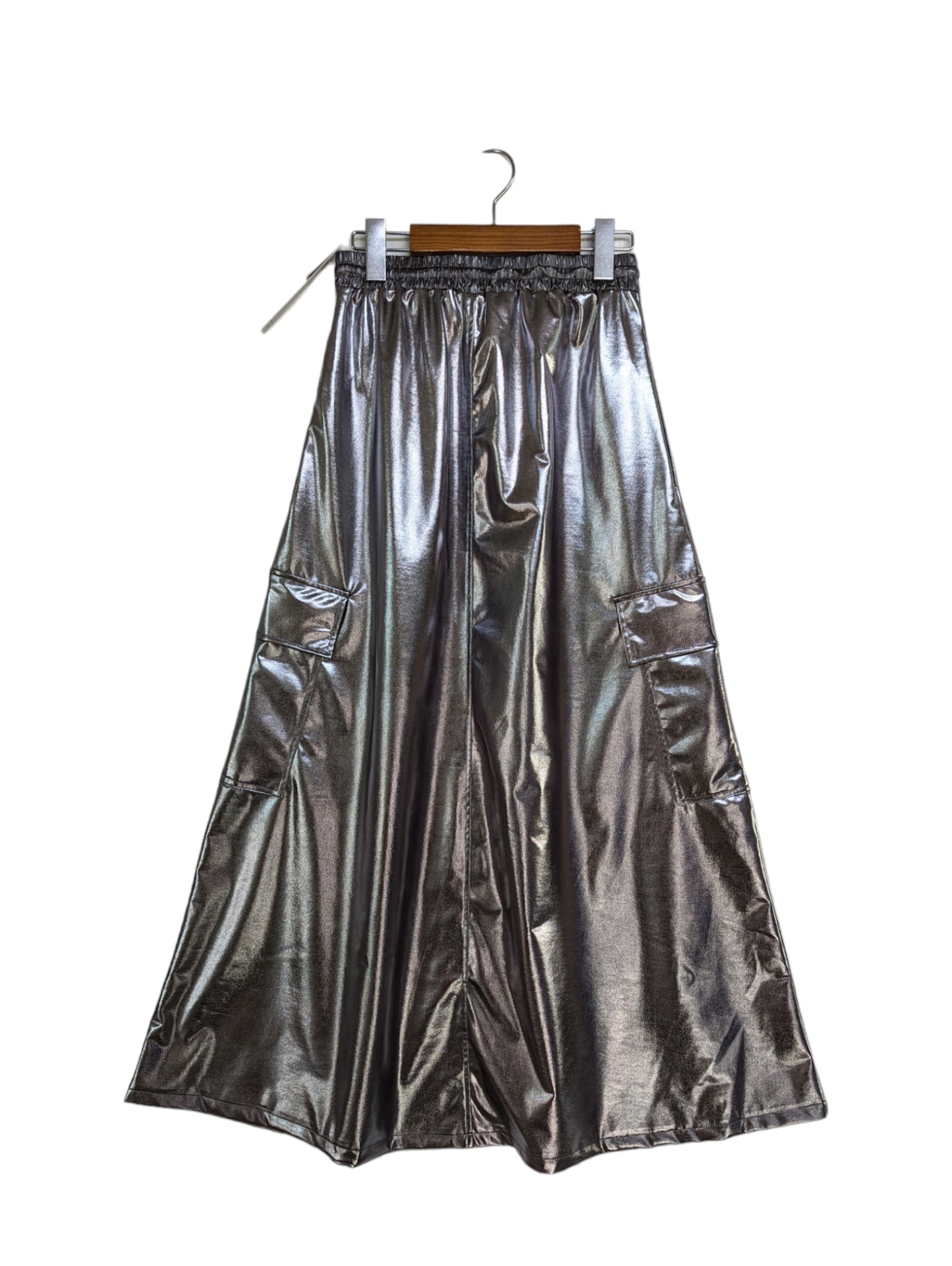 [2 colors] Metallic Cargo Skirt