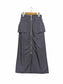 [2 colors] Nylon blend front pocket double-zip skirt