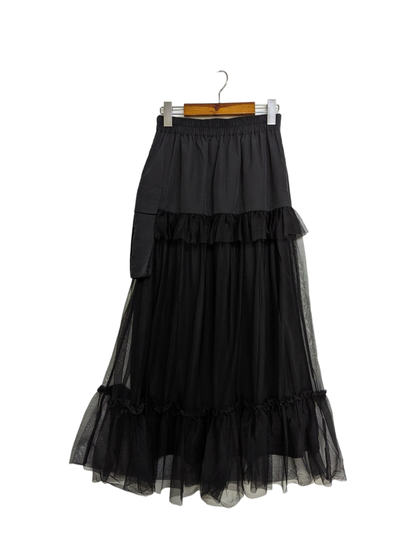 Nylon and Tulle Cargo Skirt