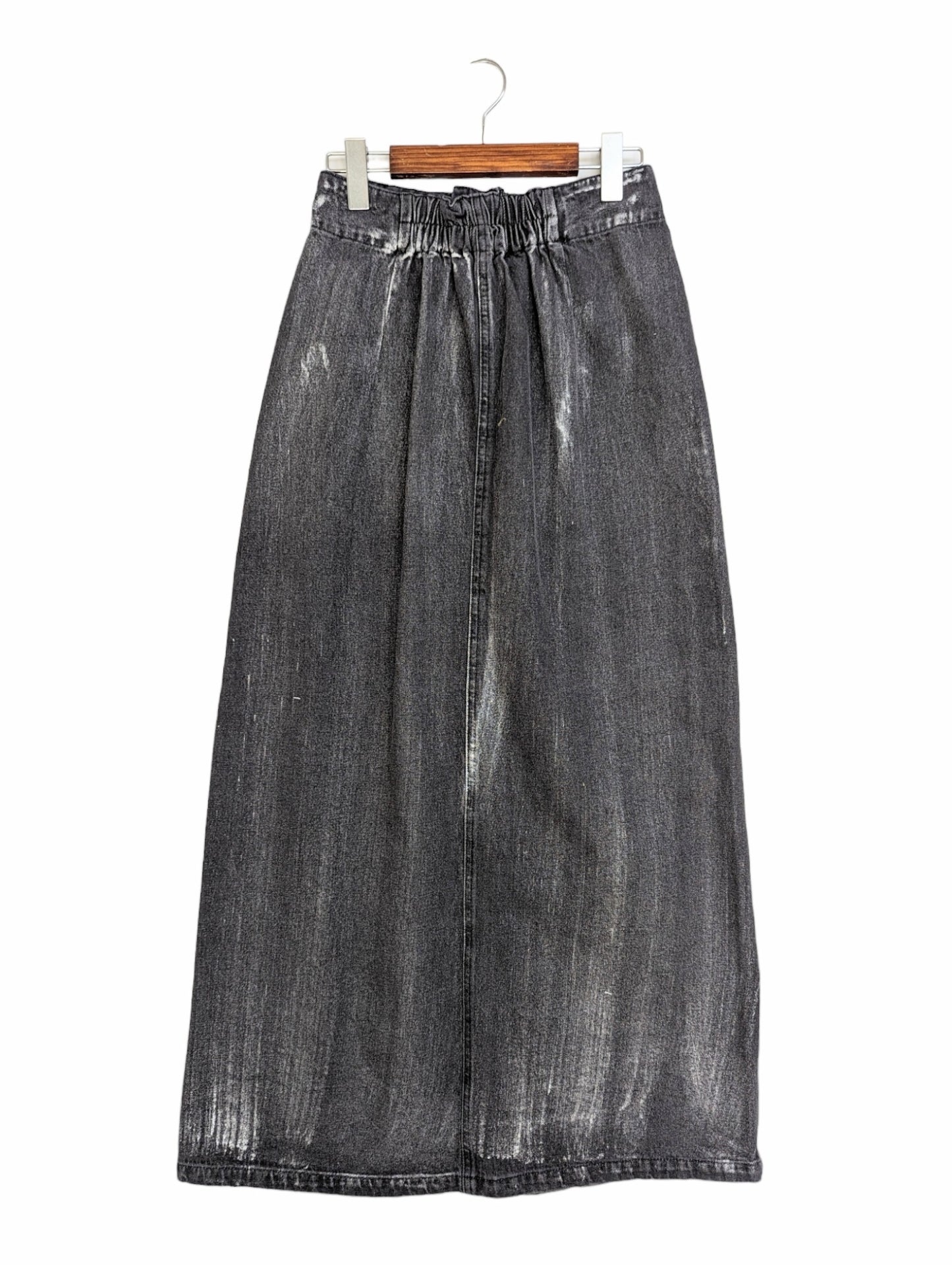 [2 colors] Foil-coated denim skirt