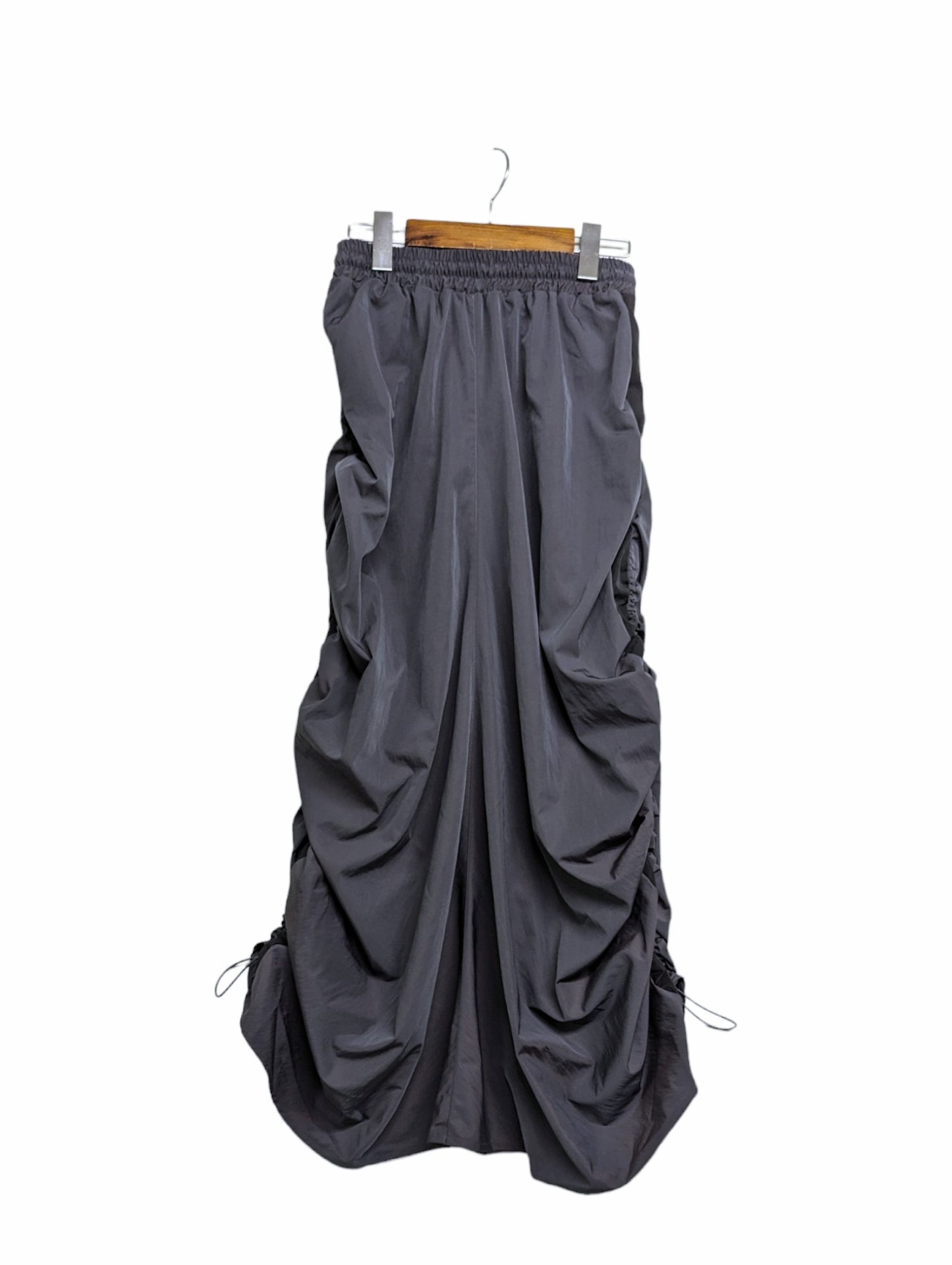 [3 colors] Nylon blend sideline shirring skirt