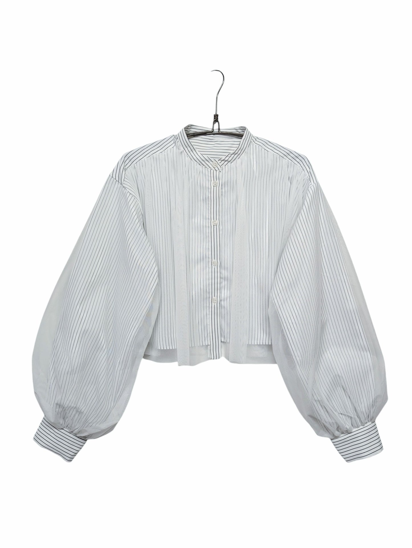 [2 colors] Tulle Stripe Shirt