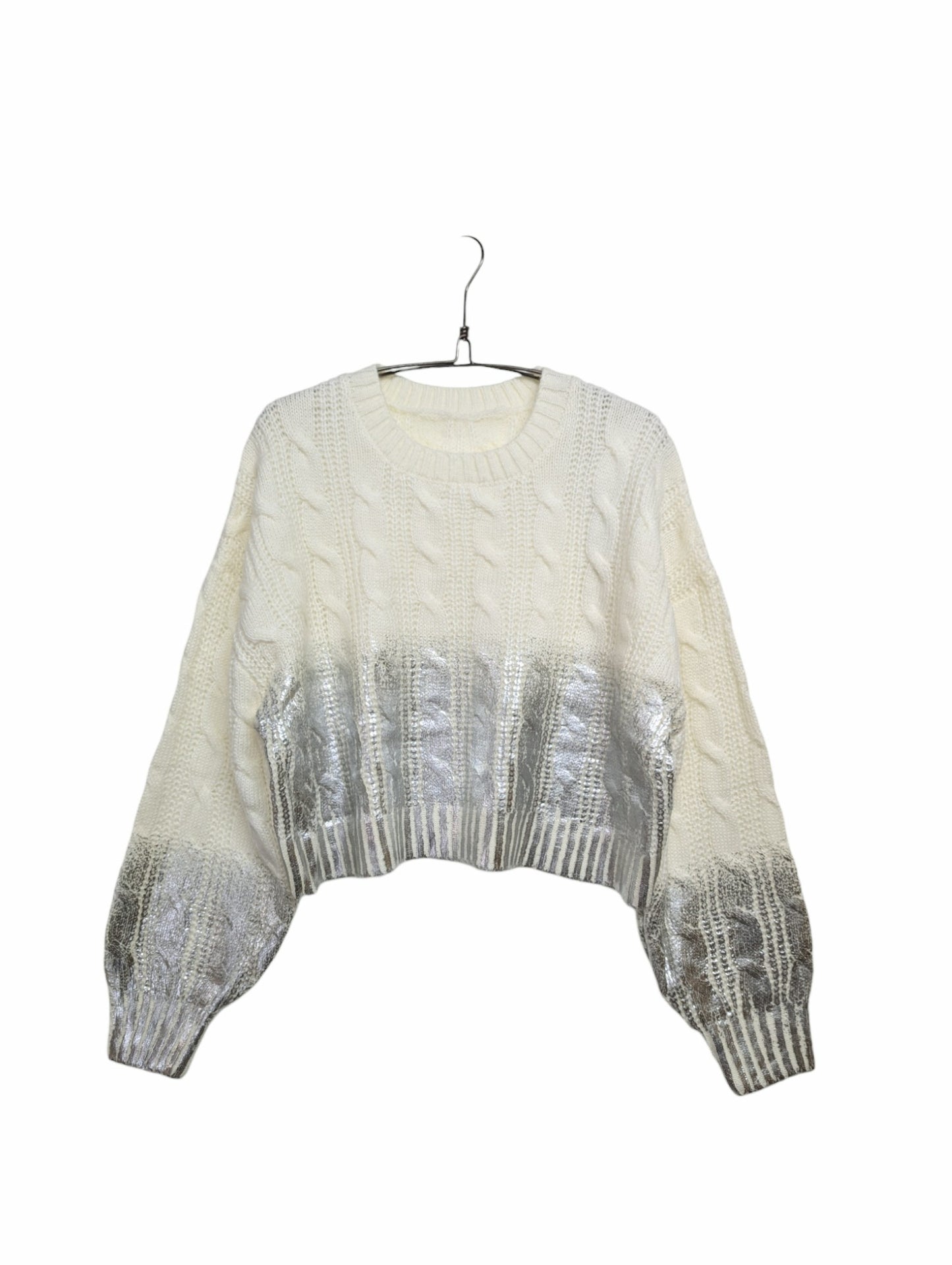 [3 colors] Short length foil knit