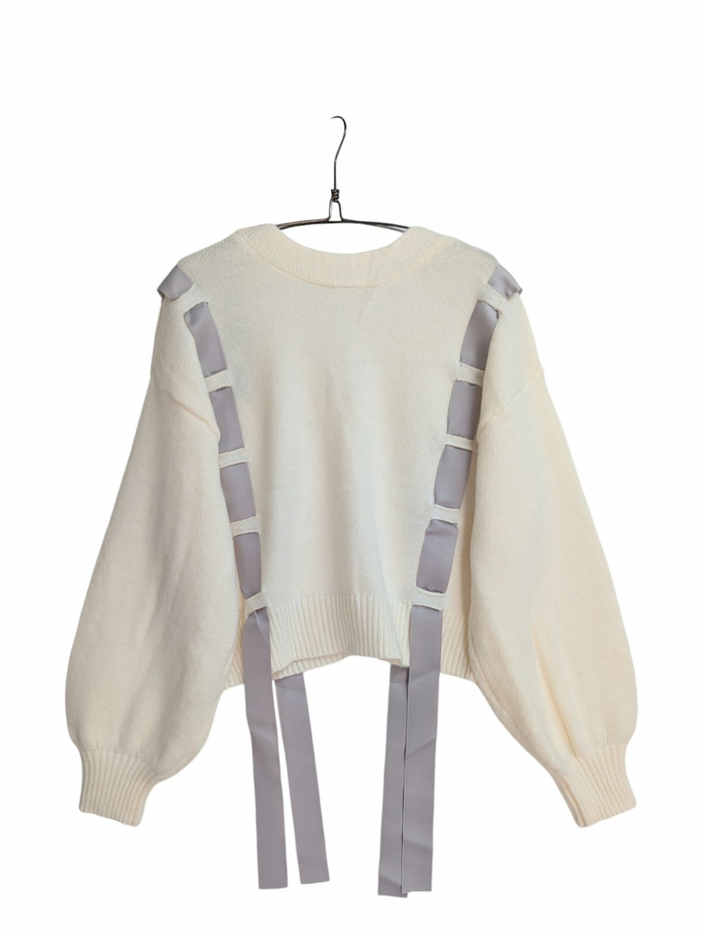 [3 colors] Ribbon Tape Design Cardigan