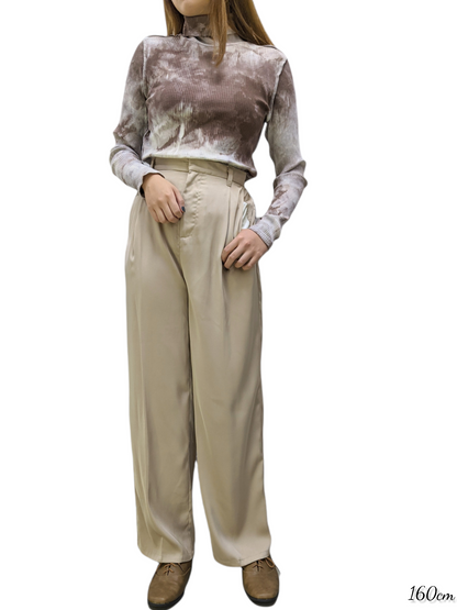 [3 Colors] Vintage Satin Tuck Pants
