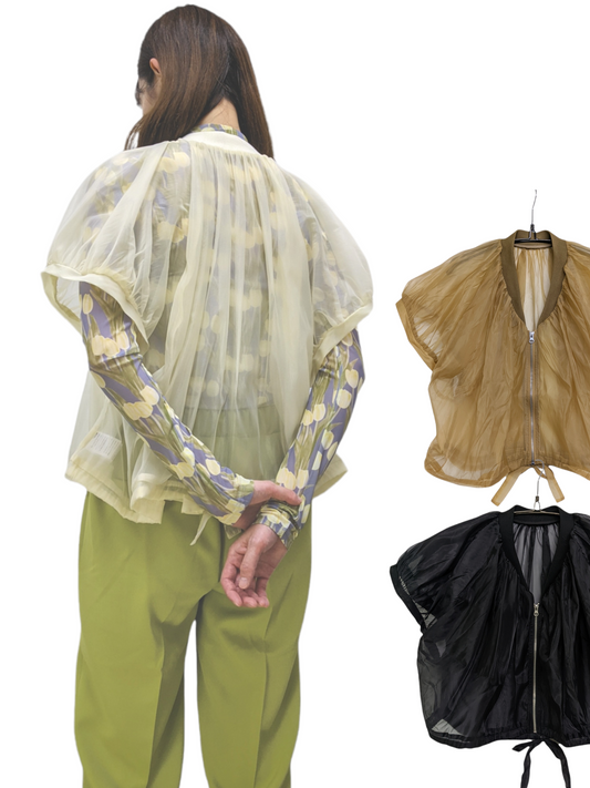 [3 Colors] Organdy Gathered Blouson
