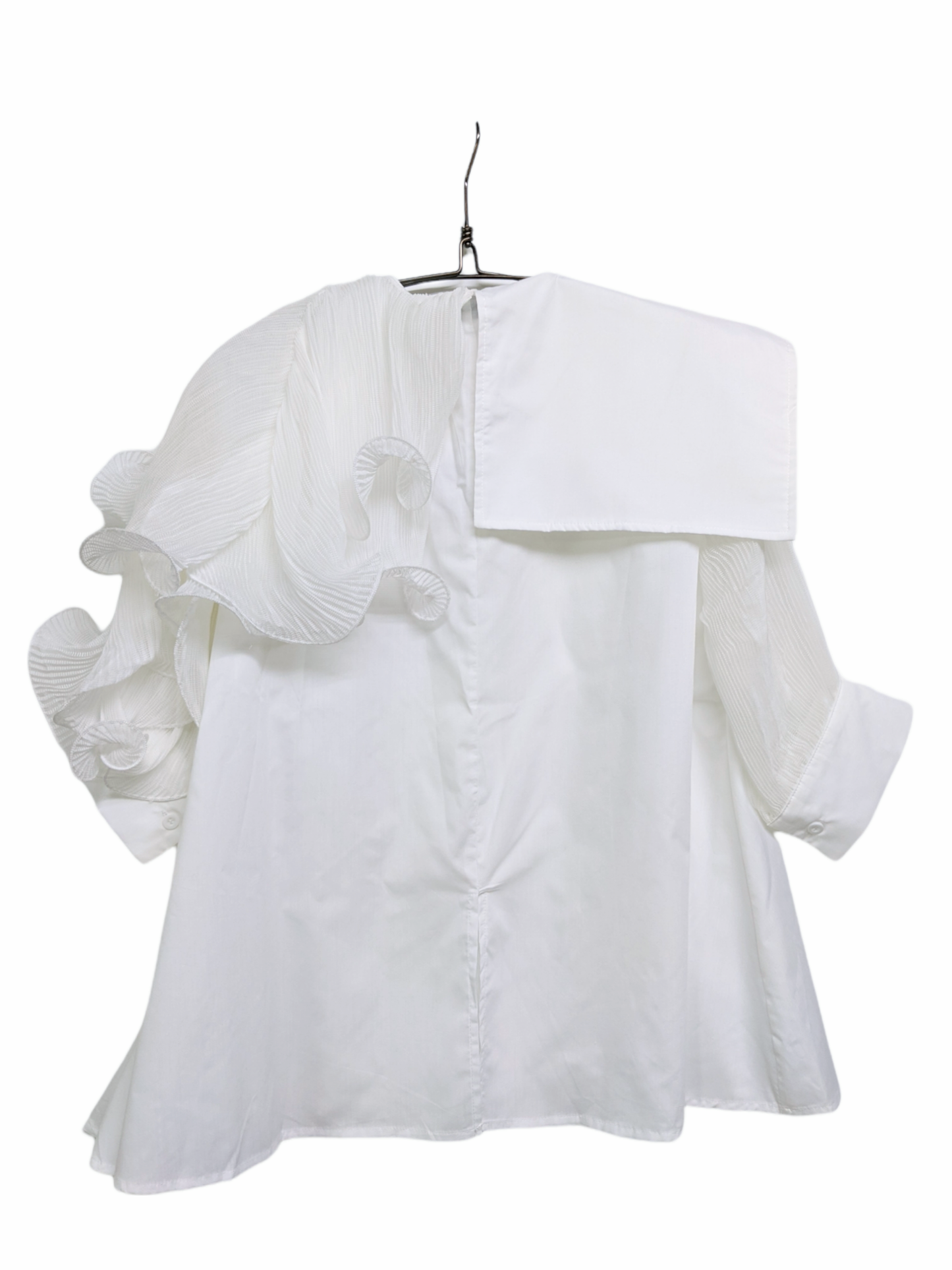 [3 Colors] Pleated Frilled Lace Design Blouse
