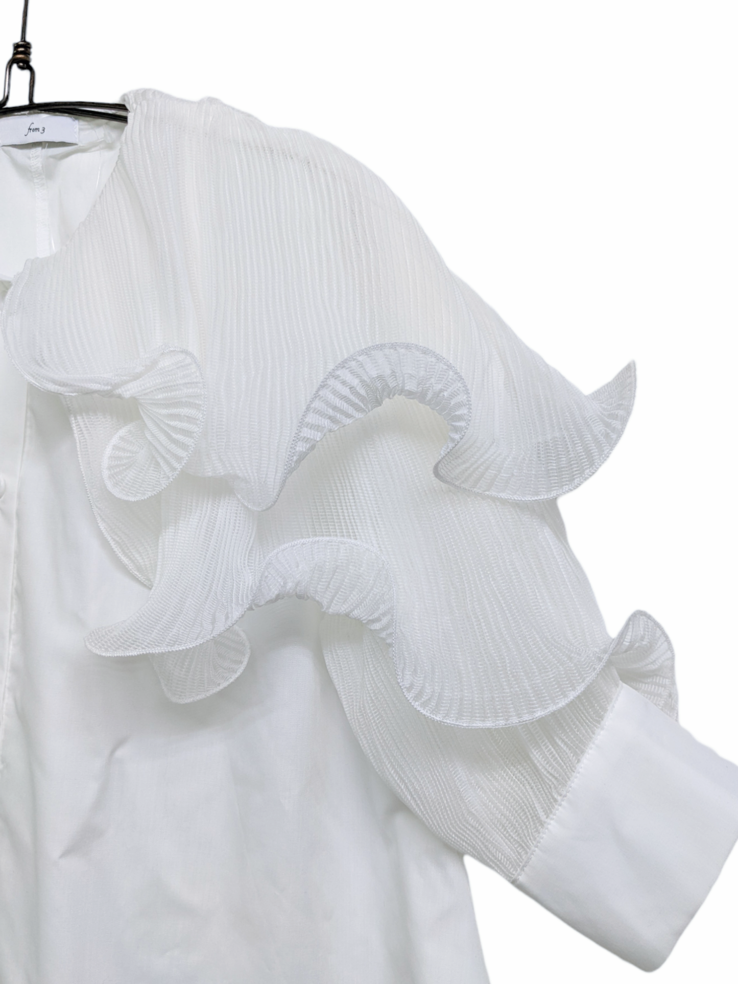 [3 Colors] Pleated Frilled Lace Design Blouse
