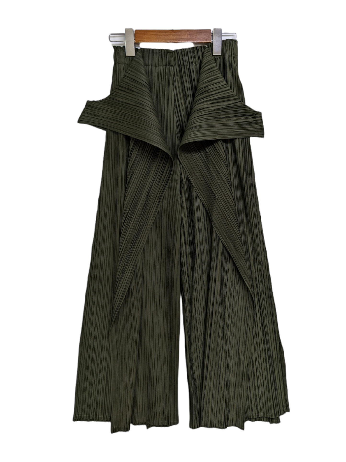 [2 Colors] Pleated Frilled Design Straight Pants