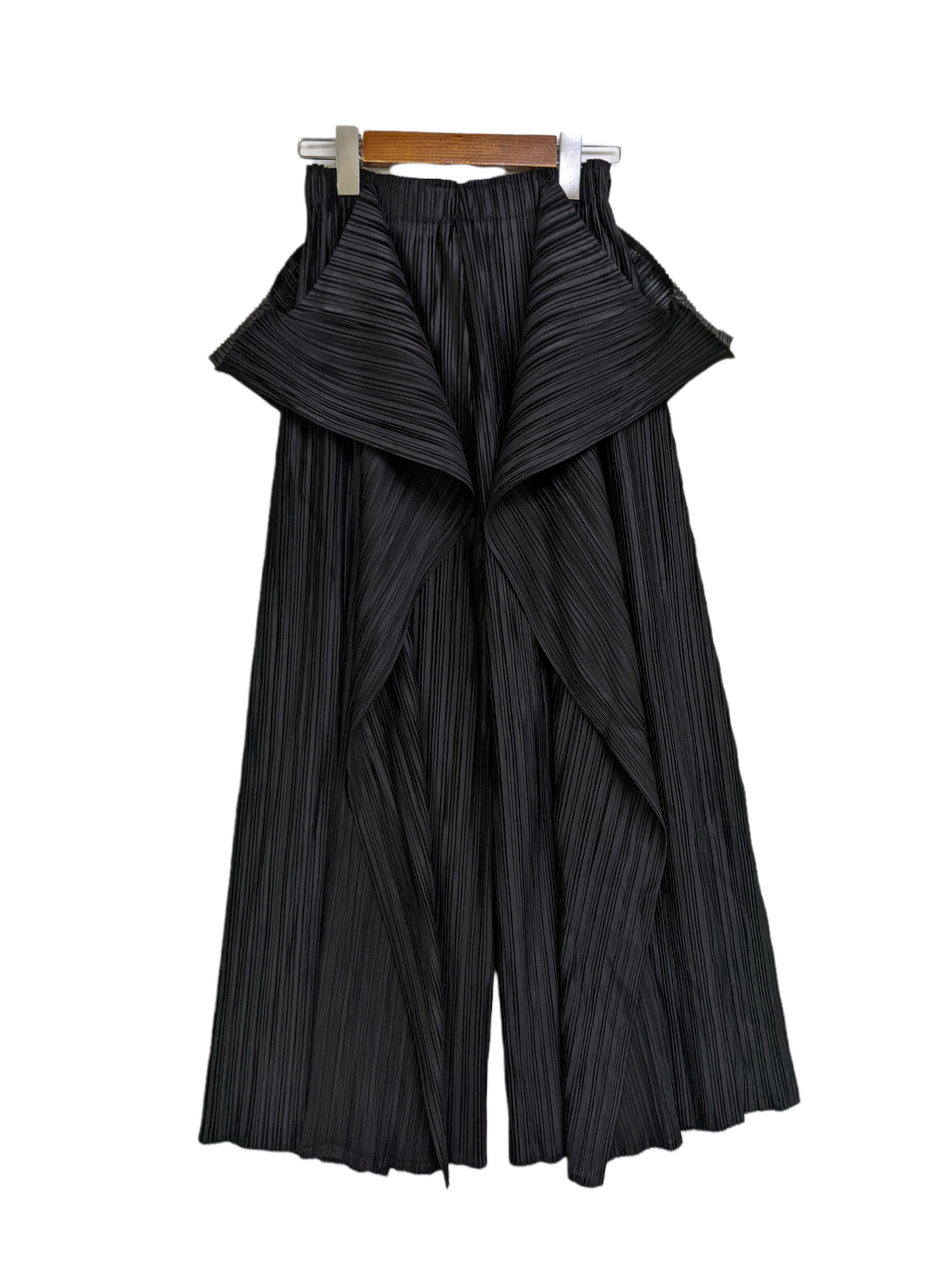 [2 Colors] Pleated Frilled Design Straight Pants