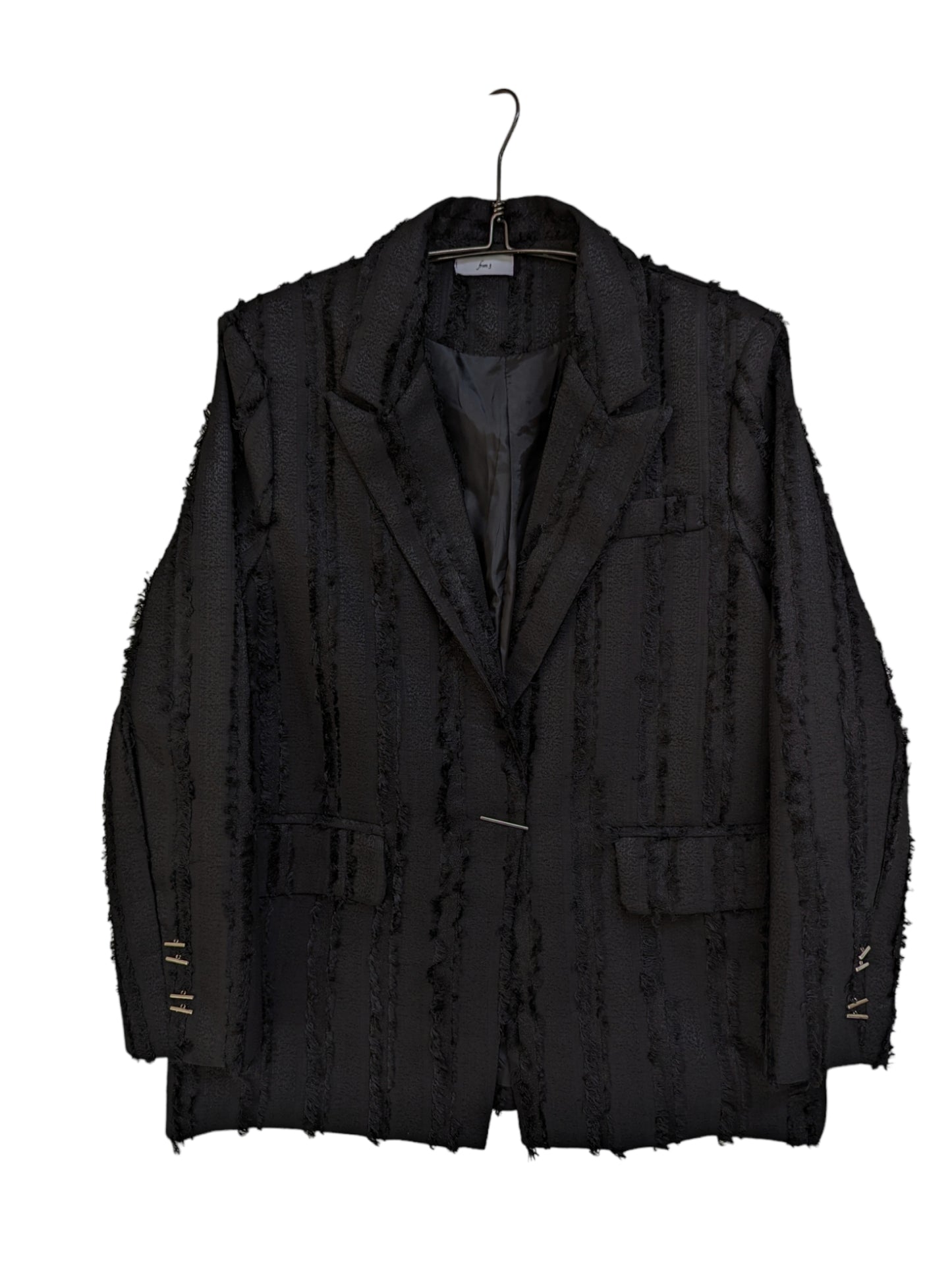 [2 colors] Fringe Stripe Oversize Jacket